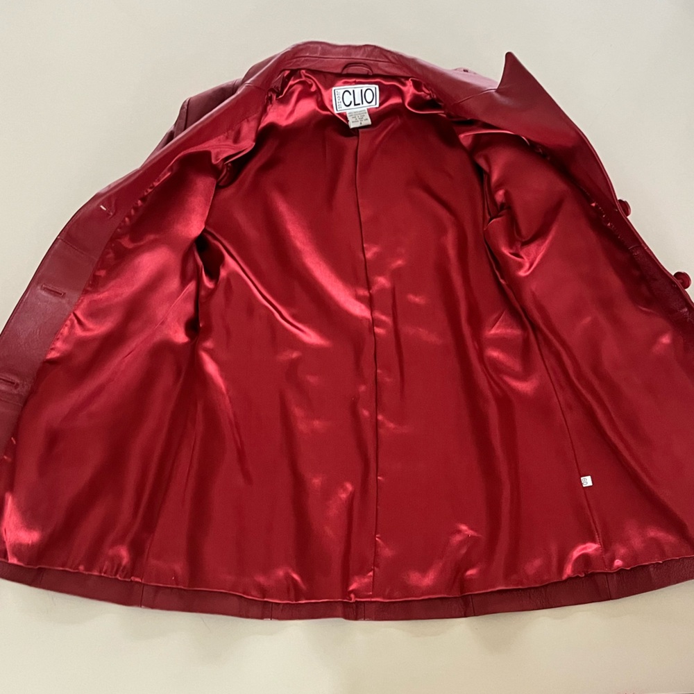 Clio vintage red leather three-button blazer 90’s - Picture 3 of 11